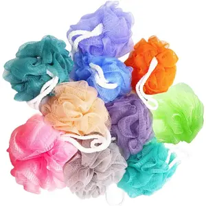 10 Pack of Bath Loofah Shower,Small Size Sponge Pouf Body Scrubber Exfoliator Scrubber Ball,Mesh Bath and Shower Sponge for Kids Women Men Body Wash Bathroom