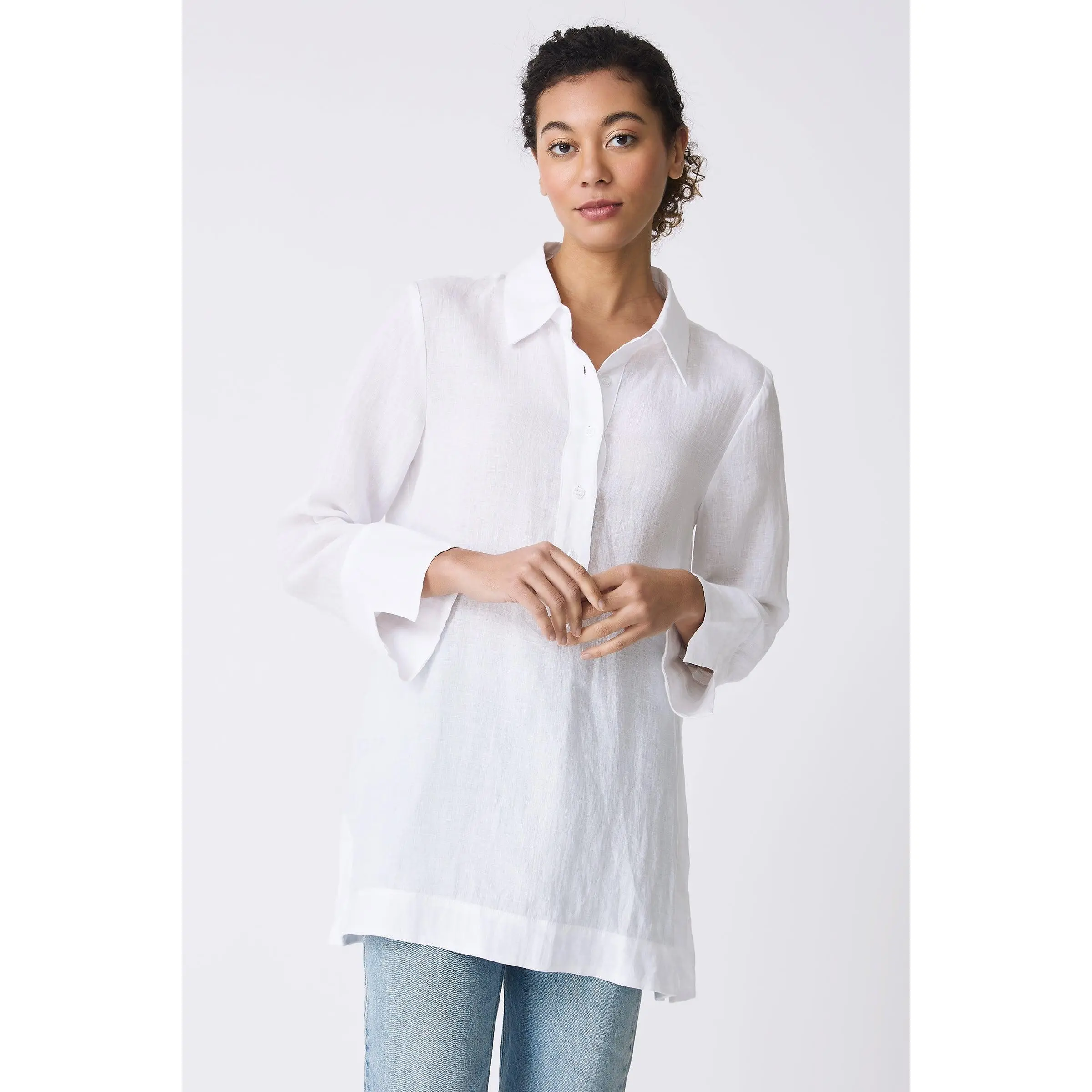 Inez Placket Tunic - White Inez Placket Tunic - White