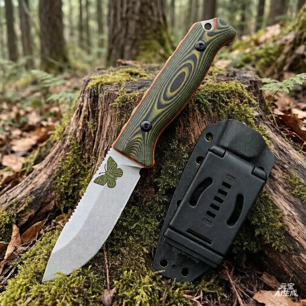 Model 15002 straight knife with sheath, D2 stainless steel blade, G10 handle, EDC tool suitable for outdoor adventures, camping, fishing, and more-an ideal gift choice.