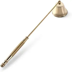 Candle Snuffer, Candle Snuffers Wick Snuffer Candle Accessory, Extinguish Candle Flame Safely with Long Handle Putting Out Fire (Gold Candle Snuffer) Decor Gift