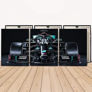 Wooden Framed Canvas Painting, 3 Counts Formula Car Pattern Wall Art, Modern Artistic Wall Decor, Wall Art for Home Living Room Bedroom Office Print Decoration