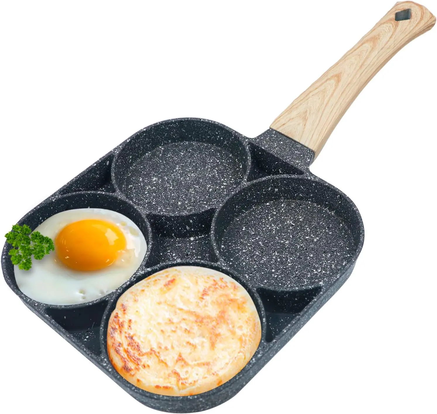 Non-Stick 4-in-1 Breakfast Pan for Frying Eggs, Hamburgers & Scrambled Eggs - Multi-Functional, Fast Heating, Durable, Easy Clean, Space-Saving, Eco-Friendly burger pan quick cooking medical stone omelet non-stick cookware nonstick skillet