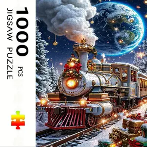 1000 Piece Christmas Train Puzzle, Large Adult Family Interactive Toy, DIY Home Decor Brain Challenge, Holiday Scene, Perfect Gift