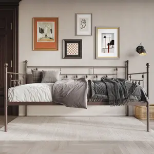 Favorer Aine Daybed With Full Slatted, Brown/White/Black Favorer Aine Daybed With Full Slatted, Brown/White/Black