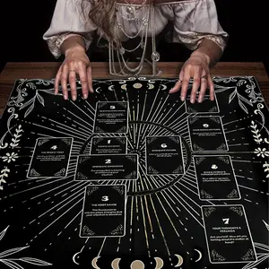 Gold Tarot Card Tablecloth Patterns, Card Divination, Astrological Themes, Protective Furniture Cover, Party Decor, Desktop Atmosphere Enhancer, Home Decoration & Ritual Supplies