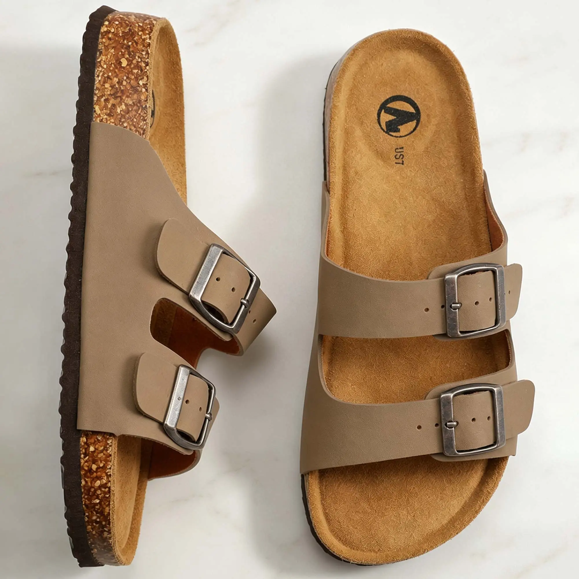 Women's Cork Slide Sandals Dual Buckle Arch Support Slip-On Comfortable Summer Outdoor 2026