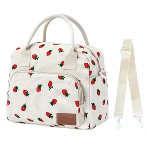 11L Multi-Purpose Insulated Lunch Bag Strawberry Plaid Reusable Leakproof Cooler with Adjustable Shoulder Strap for Travel