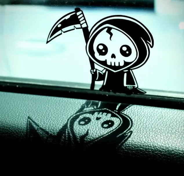 Cute Grim Reaper Vinyl Decal | Morbid Car Sticker