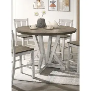 Antique White Rustic Style 1pc Counter Height Dining Table Two-tone Design Dining Room Furniture