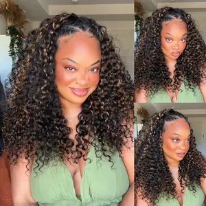 [WEAR GO HALF WIG] ISEE HAIR Wear Go 1B/30 Highlight Half Wig Water Wave Invisible Hairline Glueless Human Hair Wigs Seamless Flip Over Wig Natural Look Beginner Friendly #ISEECrochetNewArrivals #SummerVibes