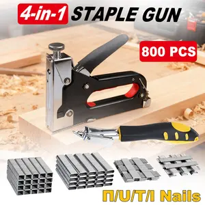 Multifunctional 4-In-1 Manual Stapler Set, Includes 800 Staples and Nail Gun Driver, Heavy-Duty Handheld Stapler, Ergonomic Grip, Adjustable Pressure, Tool Kit