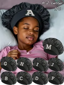 1pc Children Satin Wide Brim Sleep Caps Suitabi For Curly And Straight Hair Sleep Bonnet 8-16Y Hair Bonnets