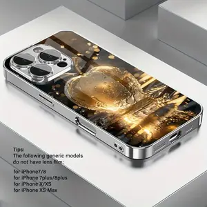 2025 Good Luck Creative Water Drop Gold Crystal Apple Pattern Electroplated Glass Phone Case with Lens Protection for iPhone 16/16Pro/16ProMax/16Plus/15/15Plus/15Pro/15ProMax, 14/14Plus/14Pro/14ProMax, 13/13Pro/13ProMax, 12/12Pro/12ProMax, 11/11Pro/11ProM