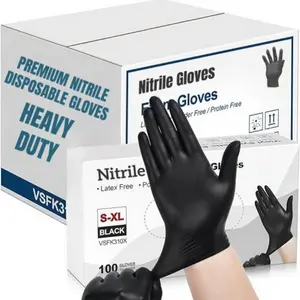 Black nitrile gloves, work gloves, 1 box, S/M/L/XL size, latex and powder free, suitable for house cleaning, work, maintenance, pet care, household chores, comfortable fit, elastic gloves, durable gloves, nitrile material, disposable gloves