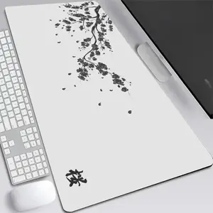 Viral Ink Plum Blossom Mouse Pad, Japanese Calligraphy Desk Mat, Oversized Non-Slip Office/Gaming Pad, Minimalist Zen Decor, Smooth Surface for Daily Use, Cute desk accessories, Corporate work desk accessories