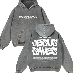 Jesus Saves Autumn VIntage Washed Hoodie Graphic Sweatshirt