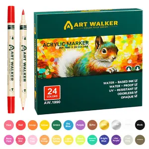 Acrylic Paint Markers, Dual Tip  Brush and Fine, Waterproof & Layering! Fine  Brush Tips for Stone, Wood, Canvas, Ceramic, Metal, Glass, Rock Painting, Calligraphy, DIY Crafts, Permanent Art Supplies, Viral TikTok Gift Set