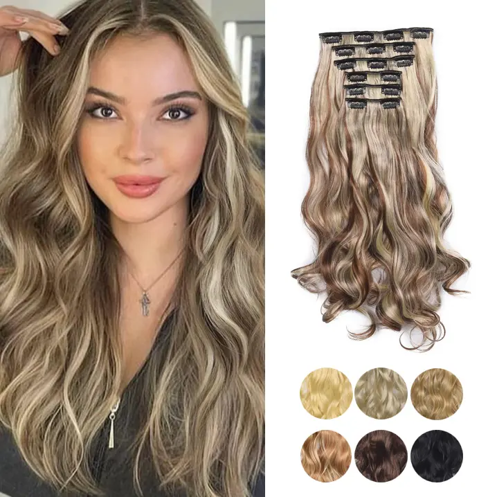 Aluna Hair 20 Inch 6PCS Long Wavy Clip-In Hair Extensions  display picture 2