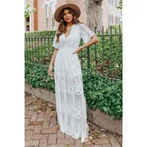Reign White Lace Romper Maxi - FINAL SALE