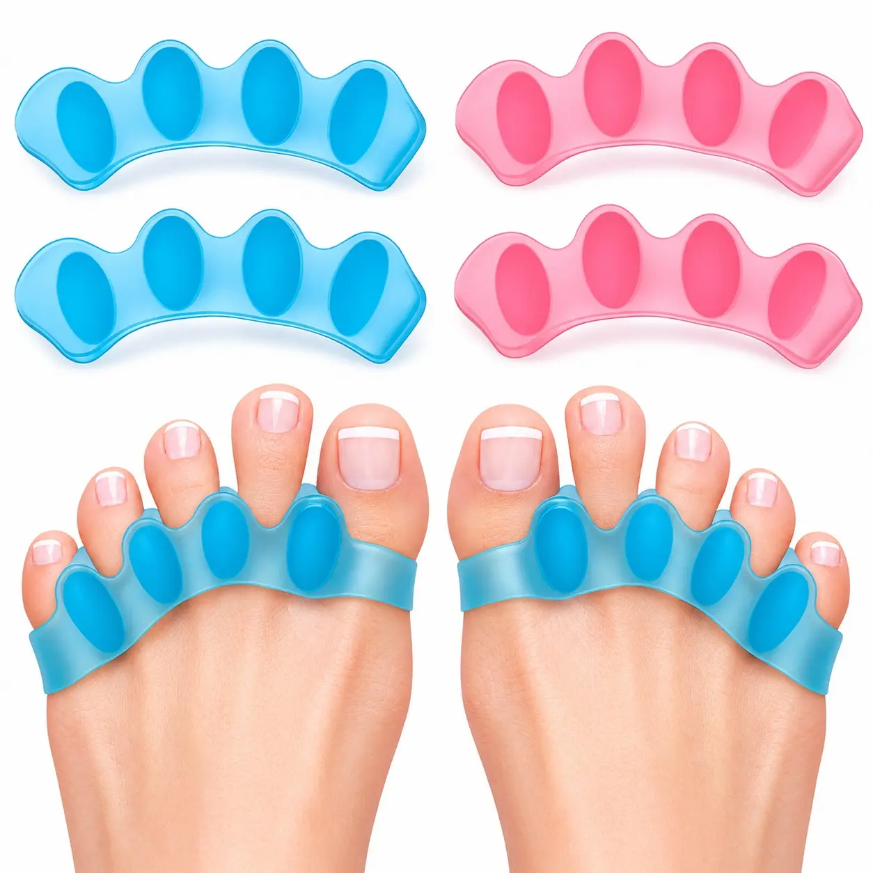 4 Pack Toe Separators for Bunion, Toe Spreader, Bunion Corrector for Women Men, Gel Toe Spacers, Hammer Toe Straightener, Toe Stretcher for Foot Pain Relief
