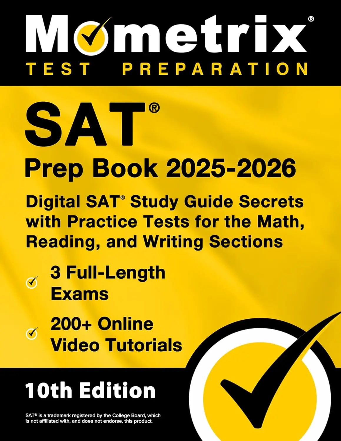 SAT Prep Book 2025-2026 - 3 Full-Length Exams, 200+ Online Video Tutorials