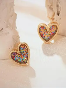 Heart Shaped Pretty Studs Earrings, Cute Colorful Heart Earrings for Women & Girls, Fashion Jewelry for Party, Daily Decor, Statement Earrings, Trendy All-match & Exquisite Jewelry for Birthday Gift