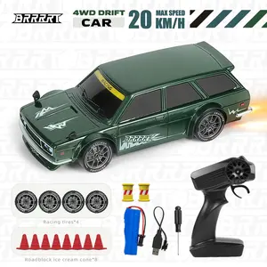 BRRRRT 1:24 Remote Control Drift Racing Car, 20KM/H 4WD High-Speed RC Car with Shockproof PVC Elastic Body, LED Lights, Backfire Simulation Effect – Ideal Fun Birthday, Easter & Christmas Gift for Kids Boys & Girls
