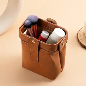 New Simple Handheld Small Wallet for Women, Mini PU Leather Keychain Coin Purse, Vintage High-End Multi-Purpose Cosmetic Bag