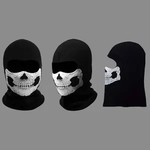 Ghost Face Skull Mask for Cosplay Party Scary Skeleton Masks Halloween Costume Horror Scary Masks Black Ski Mask Black Balaclava Mask Spooky Fright Face Mask Accessory