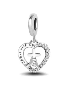 Silver Color Plated Charm Religious Beliefs Nun Cross Pendant Ball Suitable for Bracelets Making Kits DIY Women Jewelry Gift Daily Wear Decoration Anniversary Gift, Diy Pendants