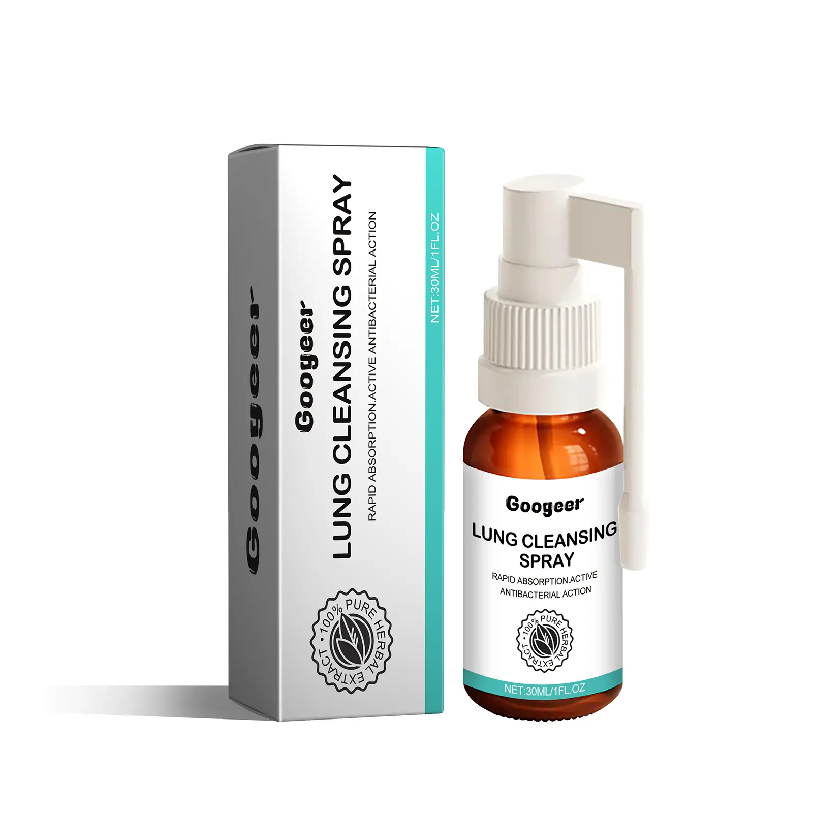 Googeer Organic Mint Herbal Liquid Oral Cleanser Spray - Antibacterial Peptides-Infused with Eucalyptus Globulus Leaf, Mentha Piperita Leaf, Glycyrrhiza Uralensis Root Extracts for Cleansing, Throat Dryness Relief