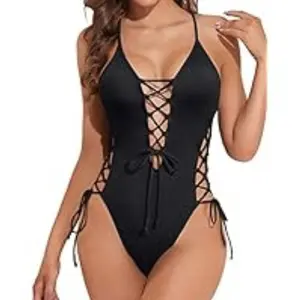 2026 Sexy Backless One-Piece Swimsuit for Women, Crisscross Tie Back Monokini, High Cut Bathing Suit, Multi-Color Swimwear