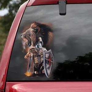 Premium Warrior Lion of Judah Vinyl Decal – Jesus Lion Sticker, Christian Car Decals, Weatherproof & Durable Car Window Decal for Cars, Trucks, Vans, Laptop