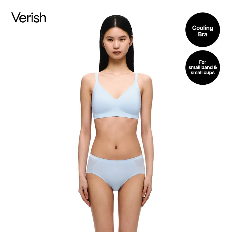 [VERISH] Ice On Airy Bra - SIZE UP RECOMMENDED - Cooling Wireless Bra for Women - Korean Aqua-X Lightweight Perforated Pad No Underwire