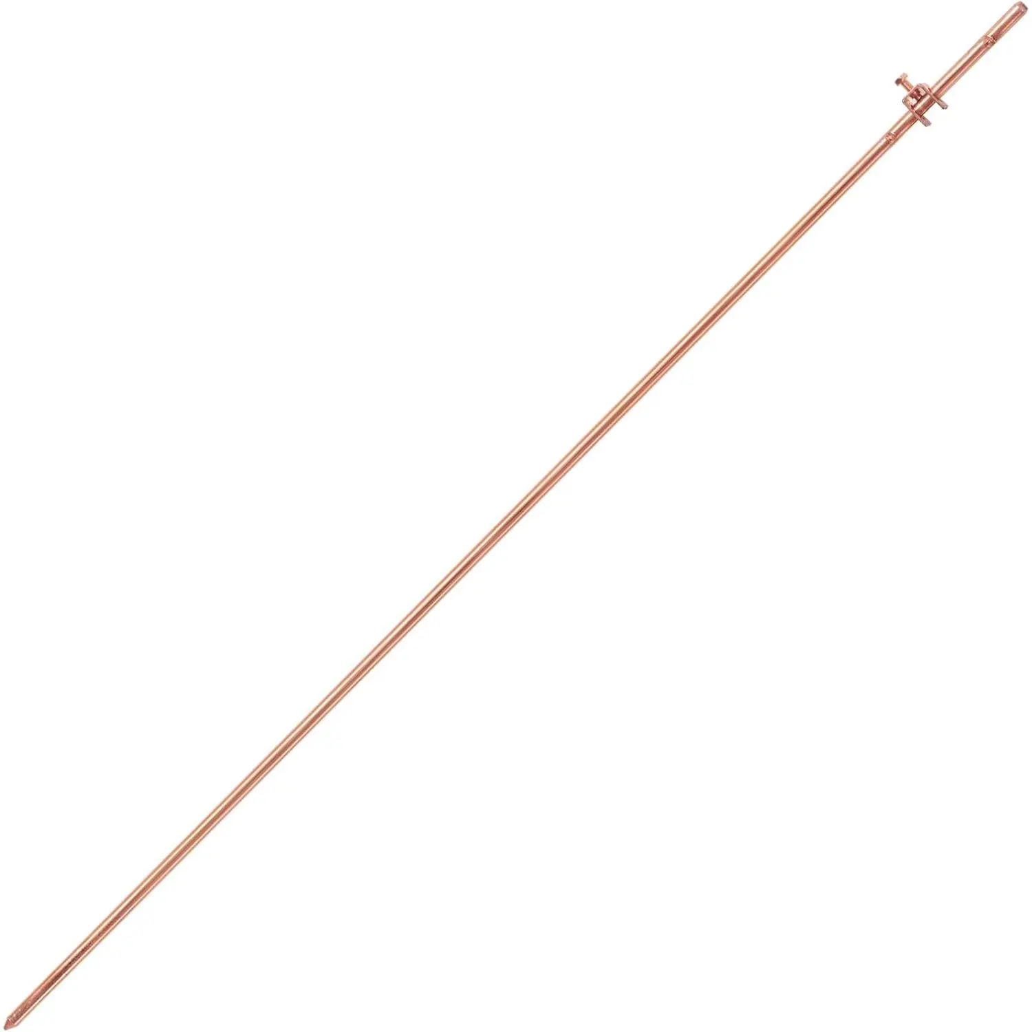 3/8 Inch x 4 Ft Hardened Steel Copper Grounding Rod with Wire Clamp, ASTM B368-2014 Compliant, Easy to Install, Temperature-Resilient for Generators, Dishes, Diverse Soil Conditions Grounding Needs (1, 3/8''x4')