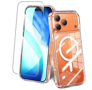 Clear Case Designed for iPhone 17 Pro Max 6.9'' Military Shockproof Hard Back Slim Glass Screen Protector, for 17 Pro Max Cover