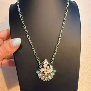 Marbled Ace of Spades Gem Necklace