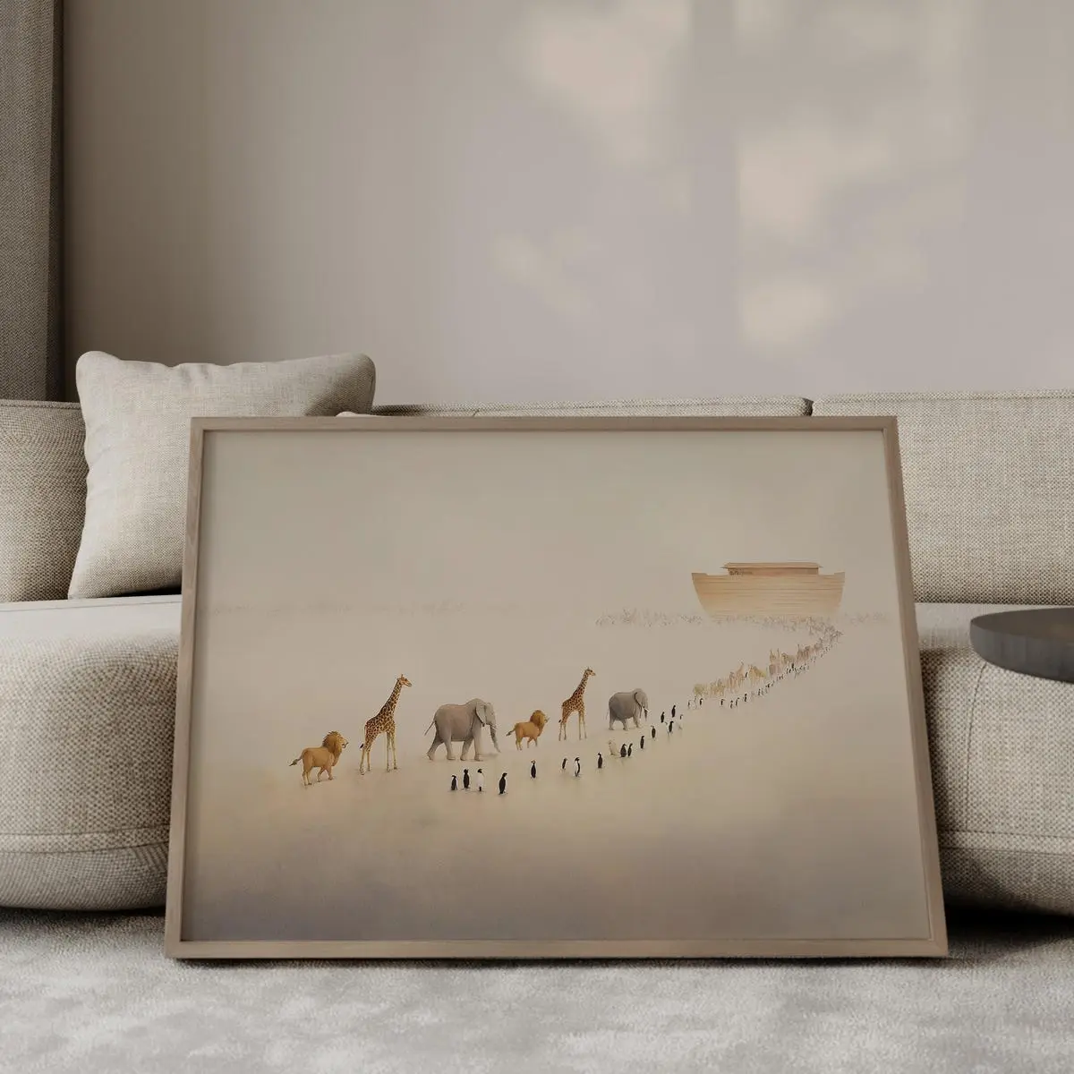Noah’s Ark with Animals – Christian Watercolor Nursery Wall Art, Kids Room Decor, Unframed | 5 Size, 8x12 to 27x40 inch