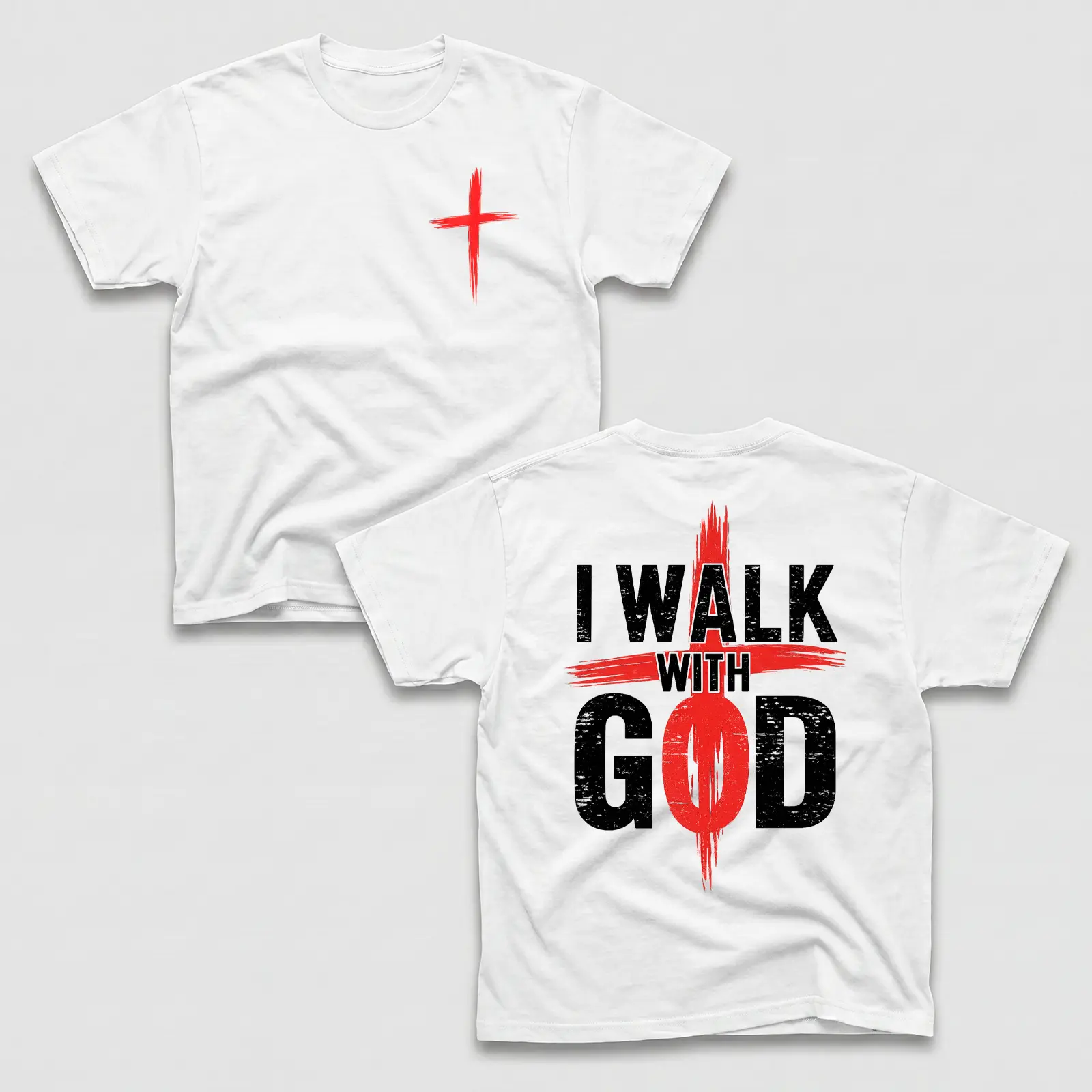 I Walk With God Graphic Tee Pure Cotton Casual Street Style Crew Neck Short Sleeve T-Shirt Tops Trendy For Women For Men, Perfect Gift Fabric Classic Alternative Seamless Ribbed
