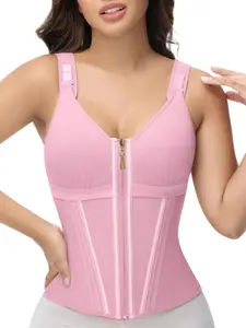 1 Count Women's Solid Color Smooth Adjustable Shoulder Strap Sleeveless Shirt Shapewear Tops, Fajas, Waist Trainer With Bra, High Stretch Compression Shaper Underwear, Comfortable Shaperwear Vest, Tummy Control Corset, Shaper for Daily Wear