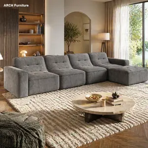 ARCH Modular U-Shaped Sectional Sofa Set - Modern Comfy Couch, Tufted Chenille Upholstered Deep Seat with Curved Silhouette, Removable Ottoman, Chaise Lounge, Accent Chair, DIY 143-in Large Indoor Living Room/Office Furniture