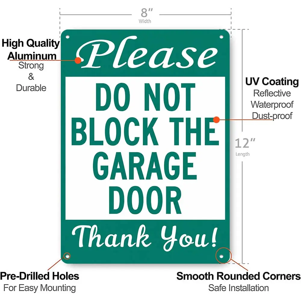 12x8 Inch Aluminum Metal Sign, Please Do Not Block The Garage Door Warning Sign, Waterproof Rustproof Durable Garage Parking Sign For Home Outdoor Driveway Street Gate Yard Decor, Christmas Housewarming Gift Warning Sign