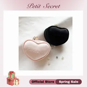 TikTok Viral Travel Jewelry Organizer - Cute Heart-Shaped Bag with Letter Embroidery, Fabric Jewelry Box for Earrings & Necklaces (Adorable Storage Gift)