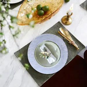 JIT 13inch Chargers Plates, Silver Chargers Plates, Shatterproof Reusable Easy to Clean, used for Backyard Wedding, Halloween, birthday, Christmas decorations, and table ornaments decorations Set of 10