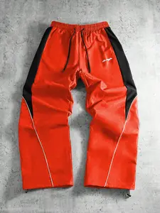 Men's Summer Loose Wide Leg Sportswear Pants, Quick-Dry Breathable Fabric, Anti-Fray Wear-Resistant, Colorblock Stripes, Casual Style