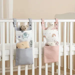 Organizer Hanging Bag - Multi-Purpose Diaper Storage for Crib & Stroller |   10-Pocket Bedside Organizer |   Portable Nursery Storage Solution