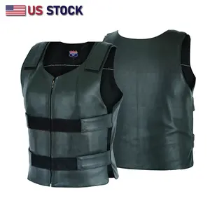HL14945Black Women’s Black Leather Motorcycle Vest – Stylish and Durable Comfort Fit