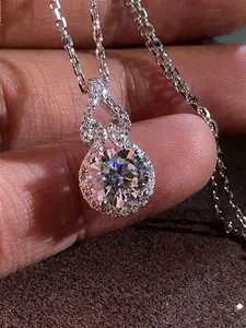 1 Pc Gorgeous Cubic Zirconia Necklace Pendant For Women Bling Stylish Accessory Exquisite Chain Jewelry For Valentine's Day Gift Wedding Engagement Anniversary Party Jewelry