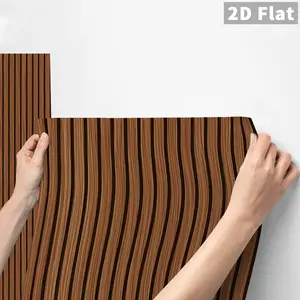 1PC QT Wood Grain Wave Wall Sticker - Frosted PVC Self-Adhesive, Removable Waterproof Oil-Proof, DIY Peel & Stick for Modern Home Decor