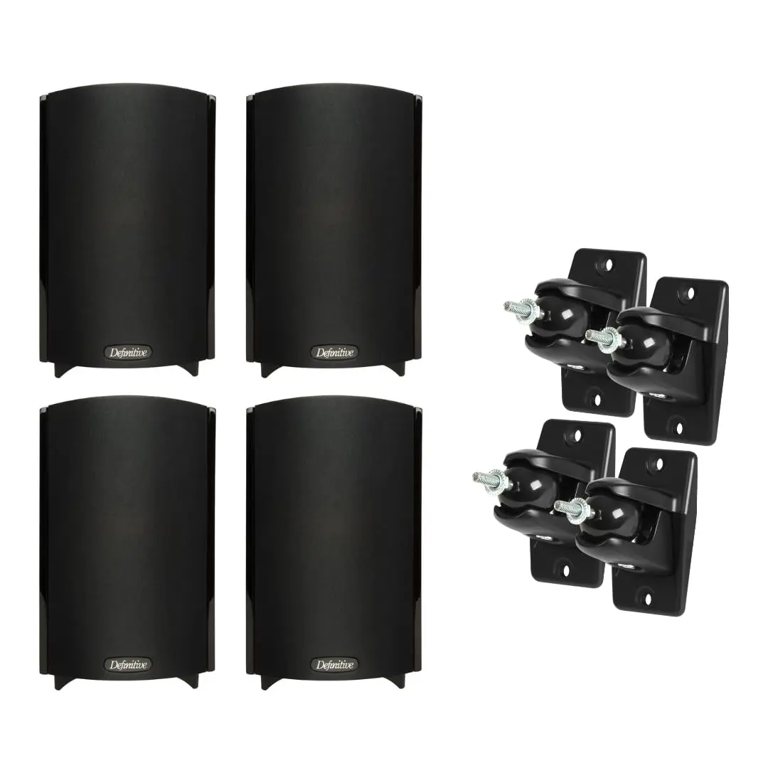 (2 Pairs) Definitive Technology ProMonitor 800-2-Way Satellite or Bookshelf Speaker for Home Theater Speaker System + Pair of Definitive Technology VEPC Pro-Mount 90 - Pair (Black) Bundle Audio Smartphone